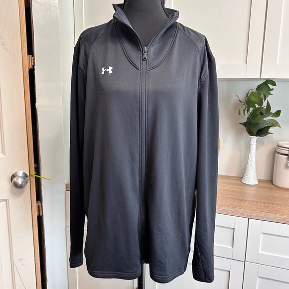 Under Armour Full Zip Jacket Womens Size X Large XL Black Pockets Shift Classic - Picture 1 of 11